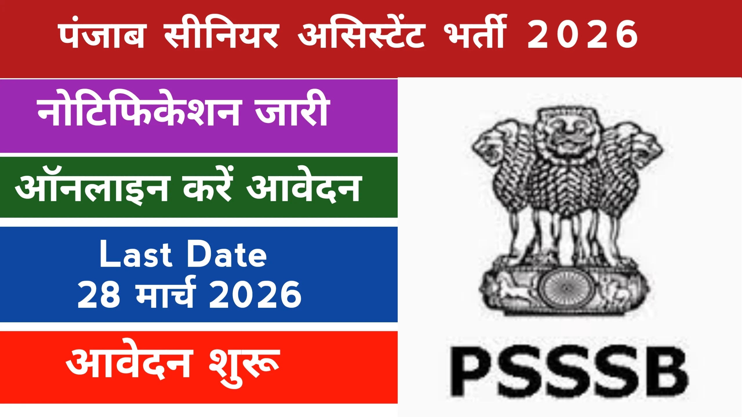 Punjab SSSB Senior Assistant Vacancy 2026 sm jobs update