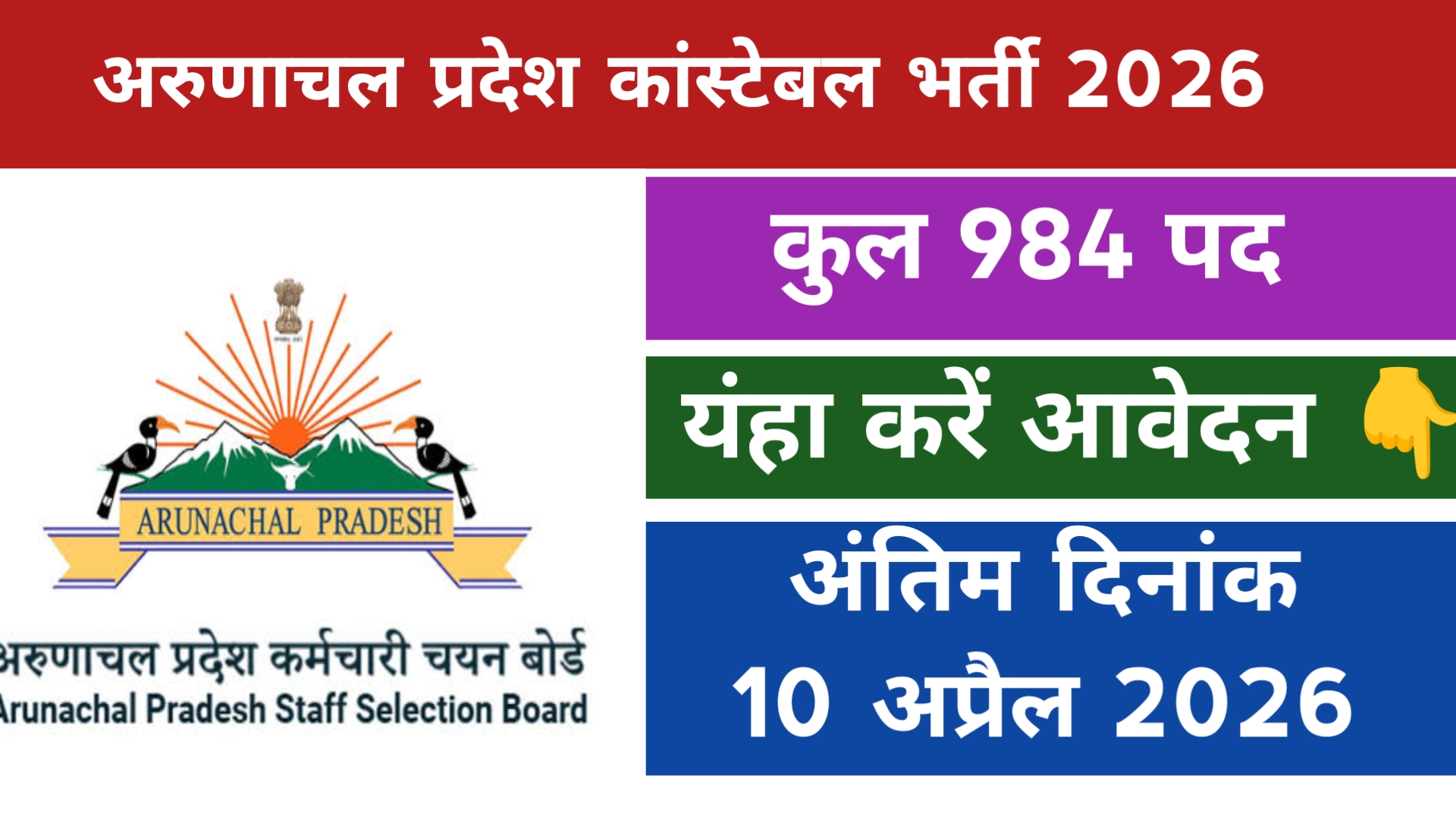 Arunachal Pradesh Constable Recruitment 2026