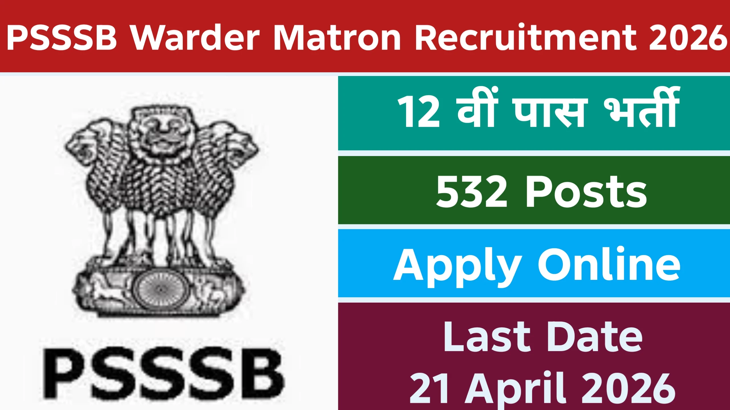 Punjab PSSSB Warder and Matron Recruitment 2026