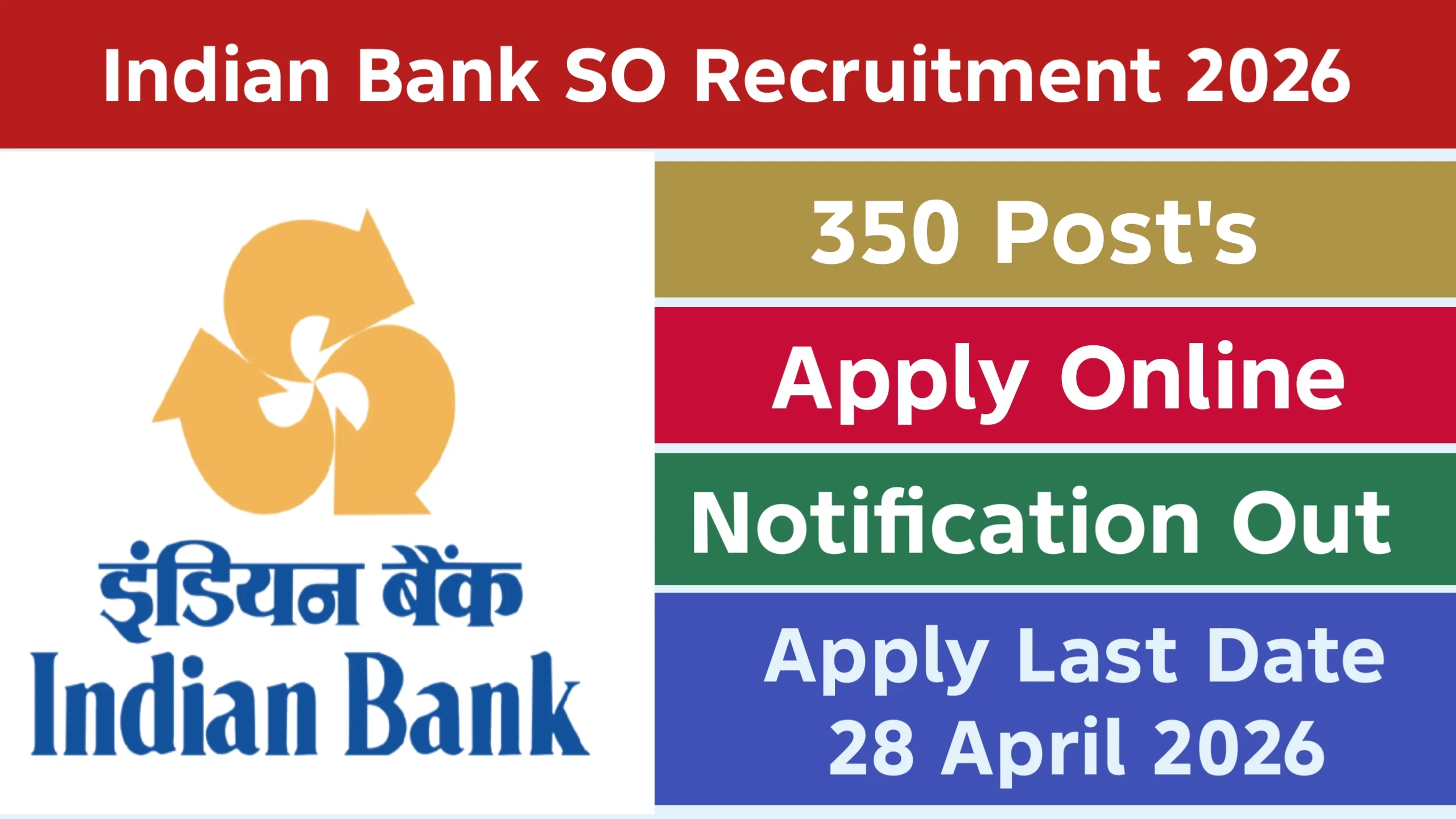 Indian Bank SO Recruitment 2026